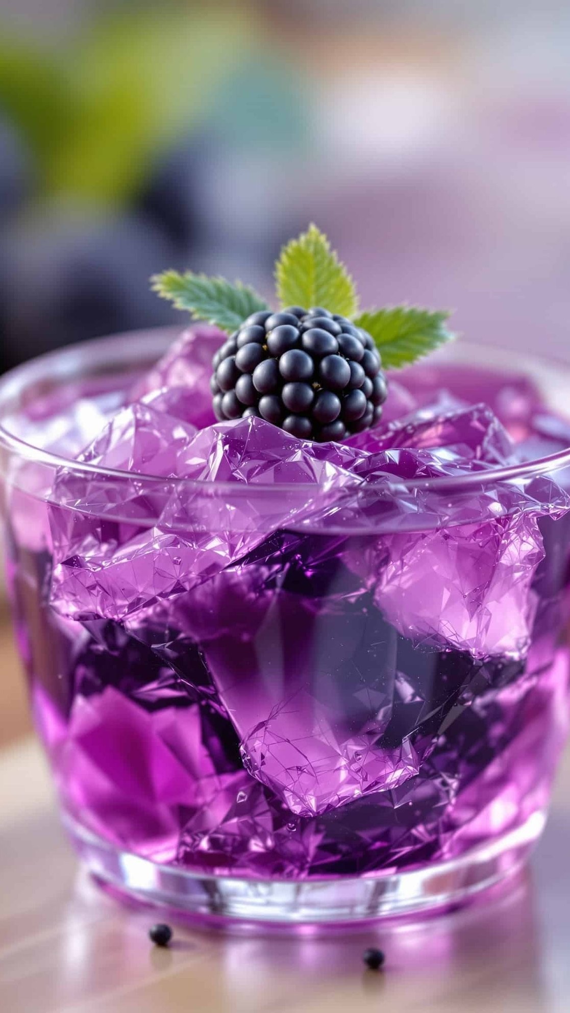 Close-up of a single purple bariatric friendly jello snack.