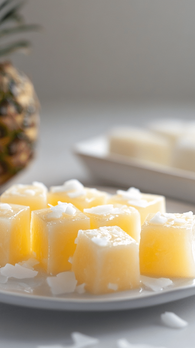 Close-up of pineapple coconut gelatin texture