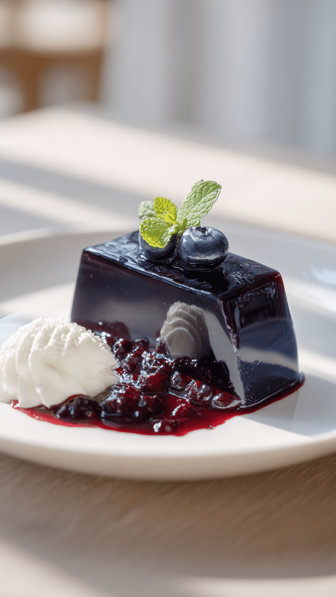 Close-up of gelatin dessert texture