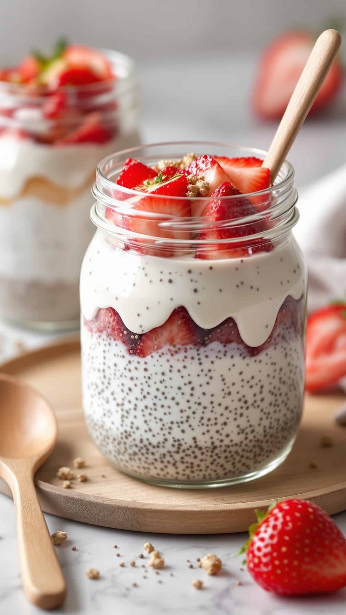 Close-up of chia pudding texture