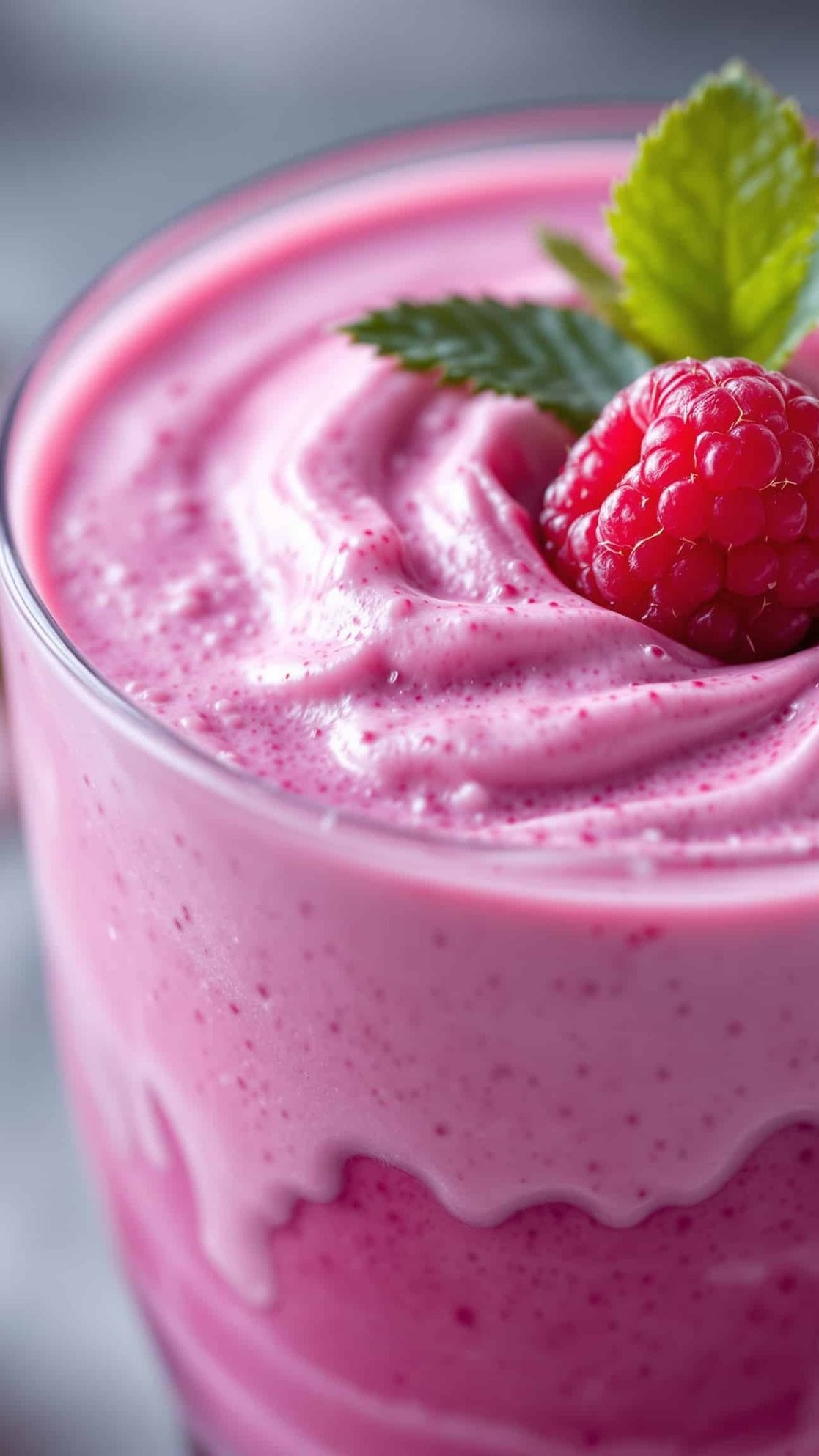 Close-up of a violet-rose cortisol smoothie