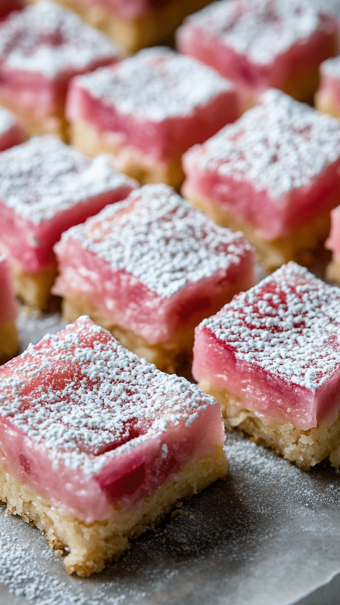Close up of a rhubarb bar