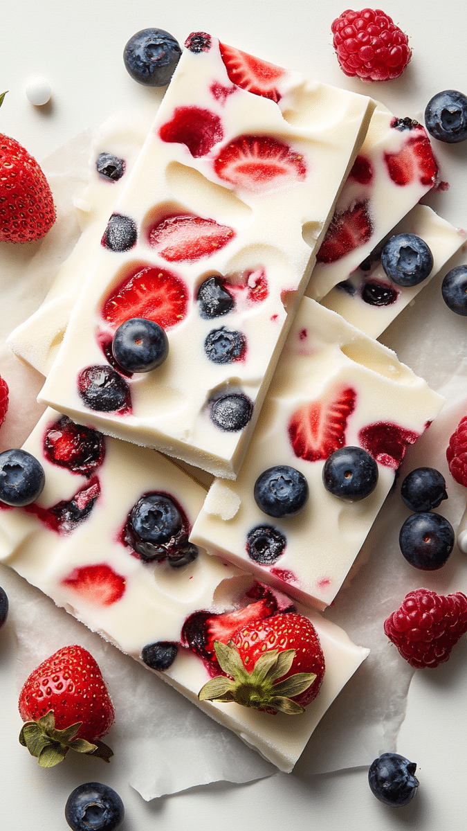 Close-up of frozen yogurt bark texture