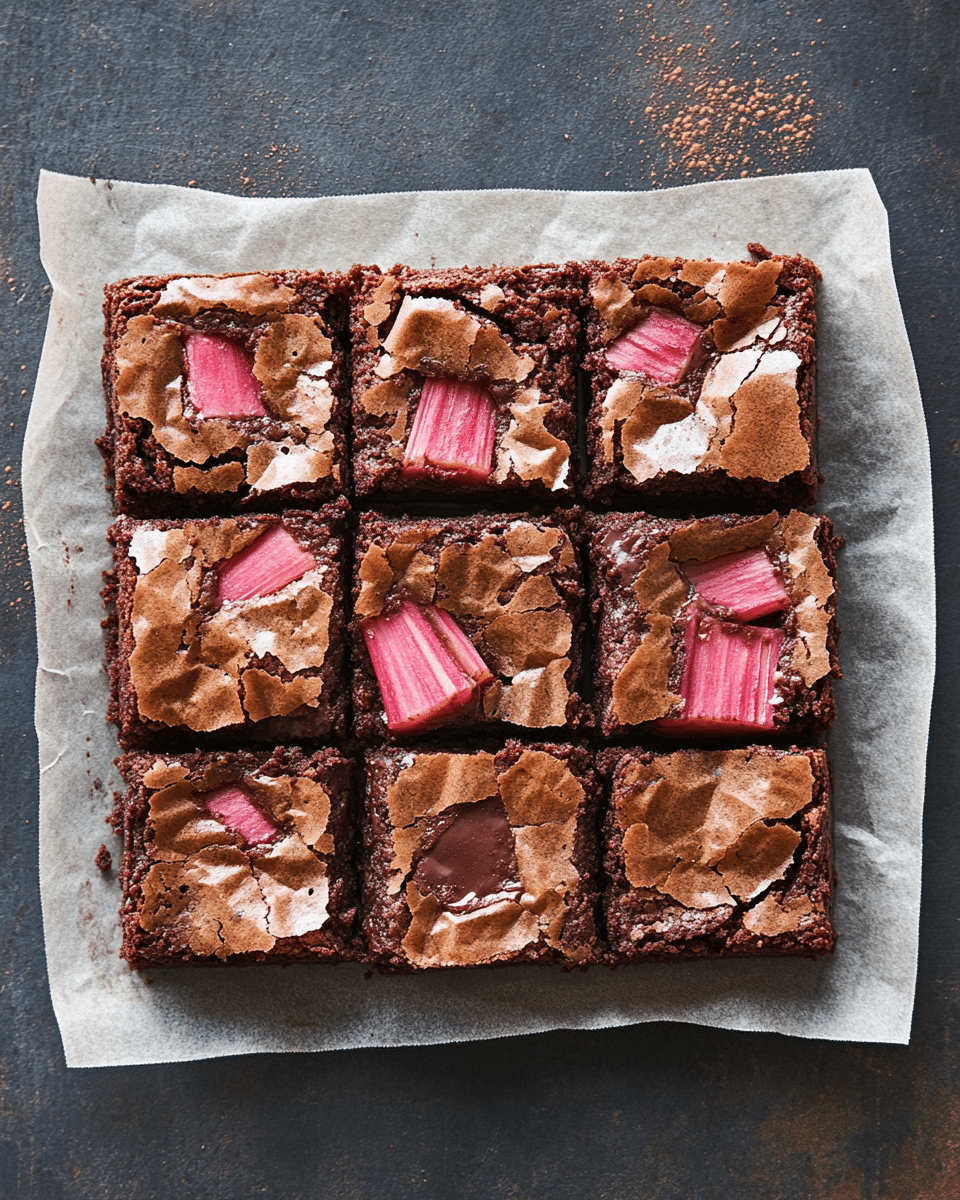 Fudgy Rhubarb Brownies