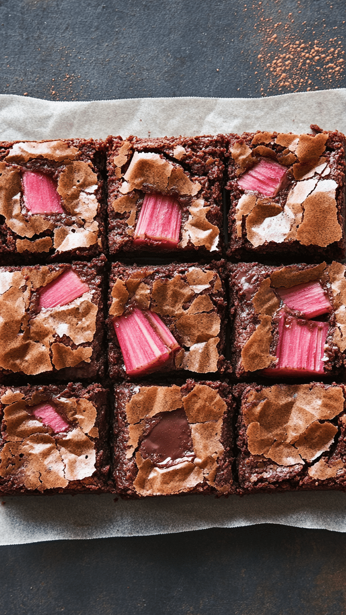 Fudgy Rhubarb Brownies