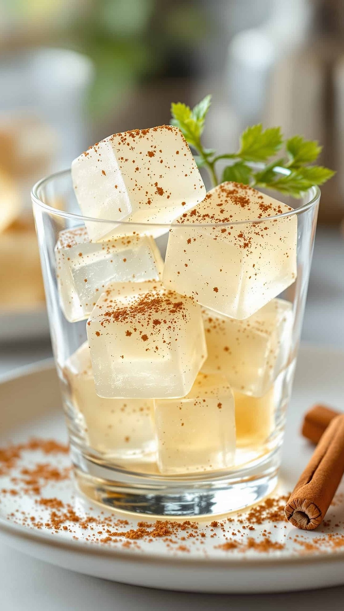 Close-up of cinnamon-dusted gelatin cubes, insulin resistance recipe