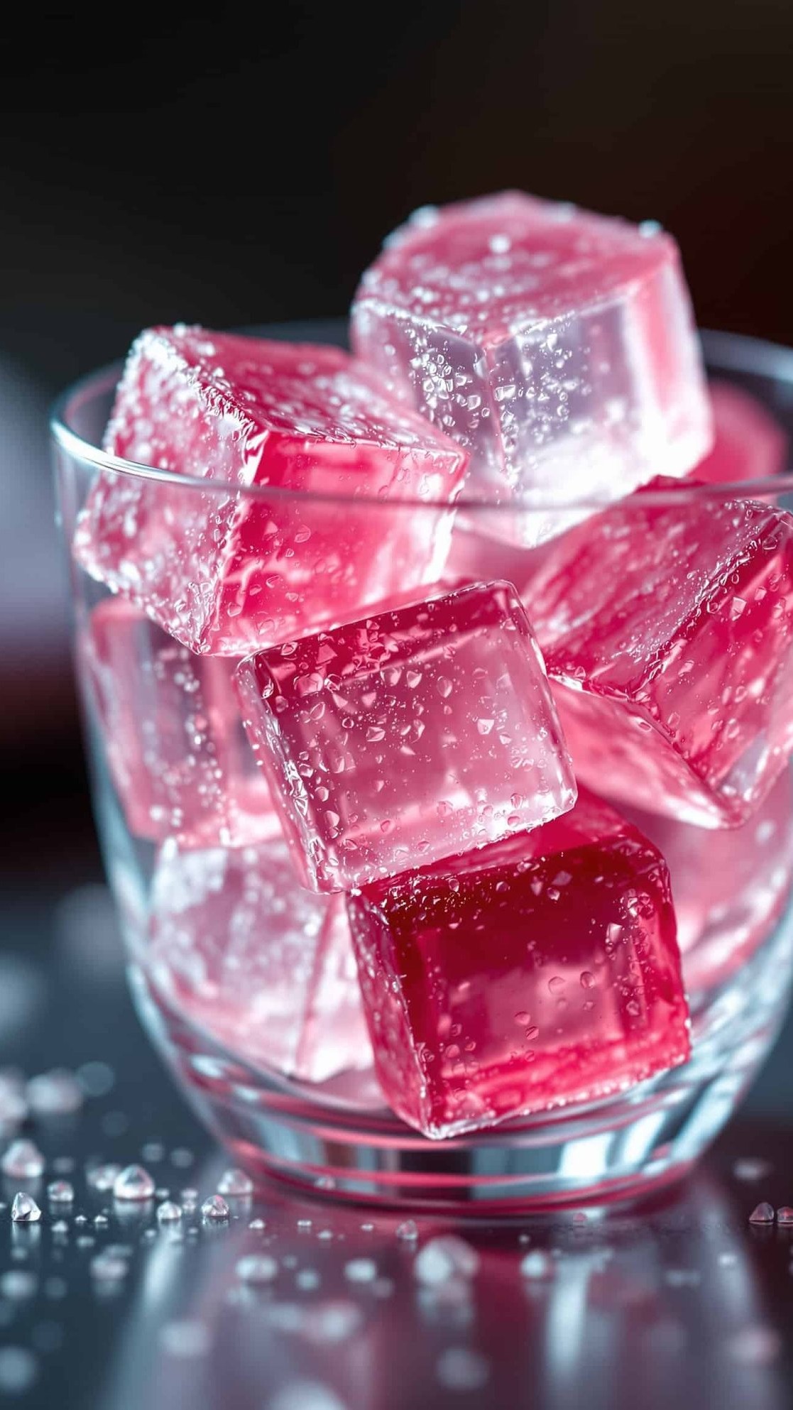 Close-up of rose-doré gelatin trick with collagen and honey.
