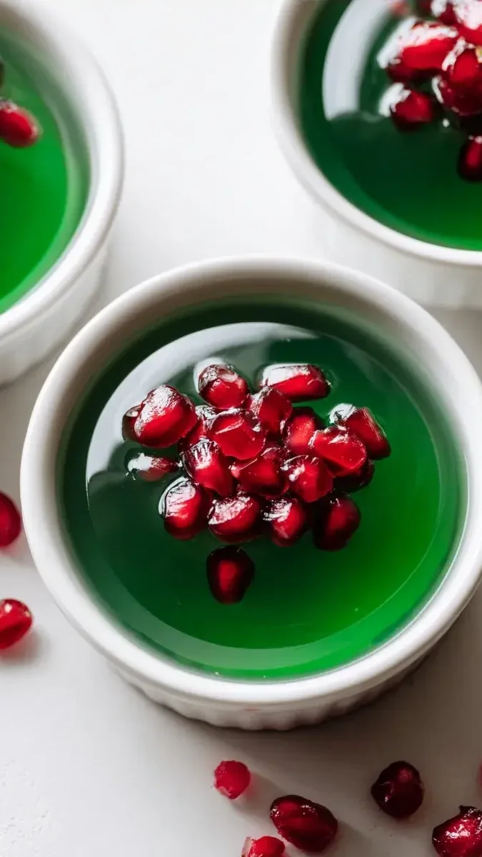Close‑up of silky strawberry gelatin texture