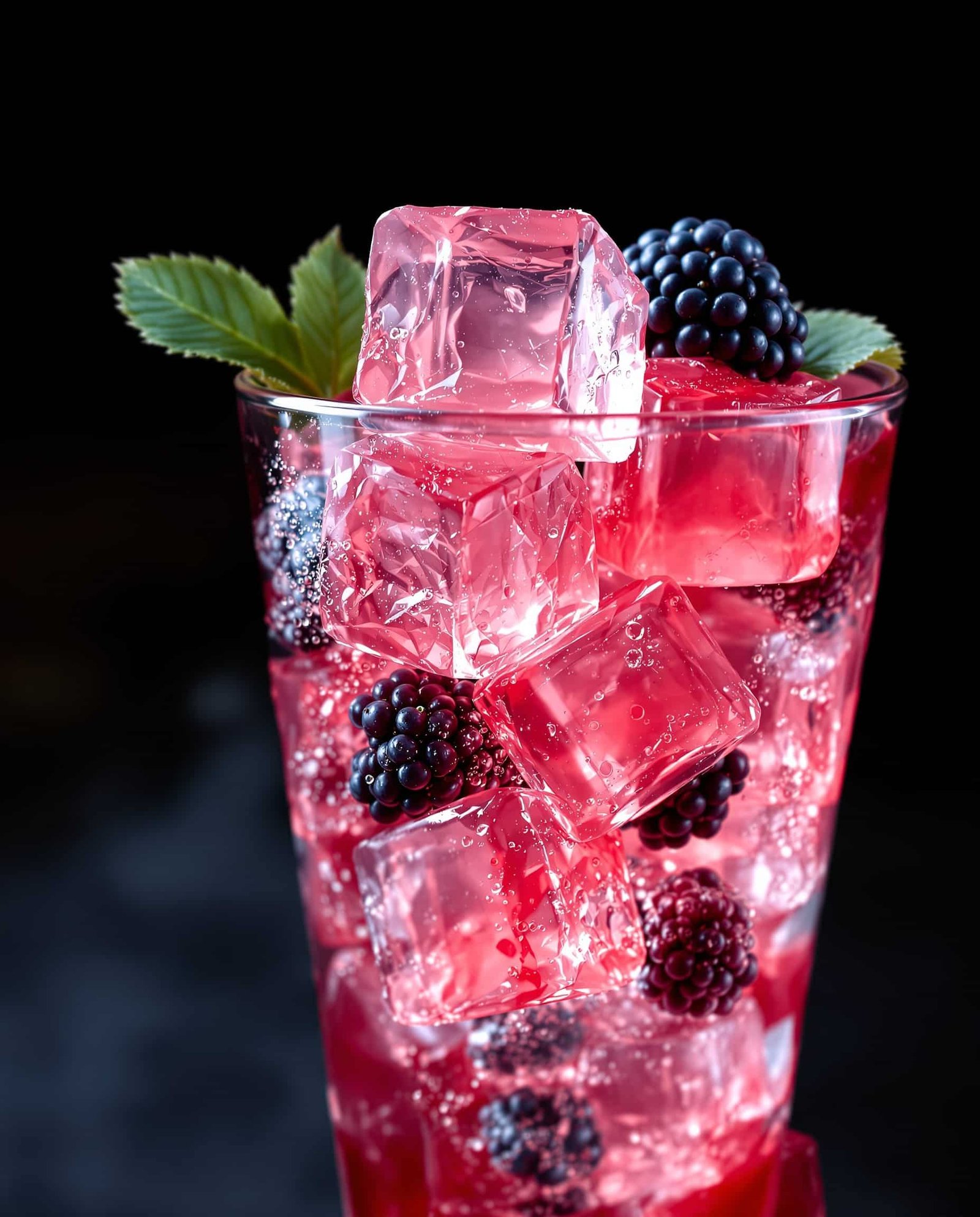 Close-up of rose-transparent Korean jello weight loss with fresh berry garnish.