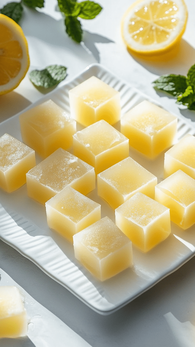 Close up of lemon jello cube