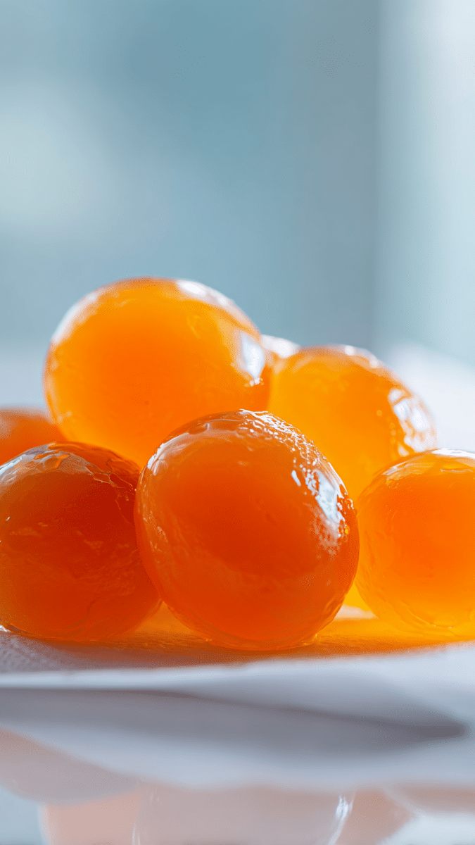 Close-up of citrus gelatin texture