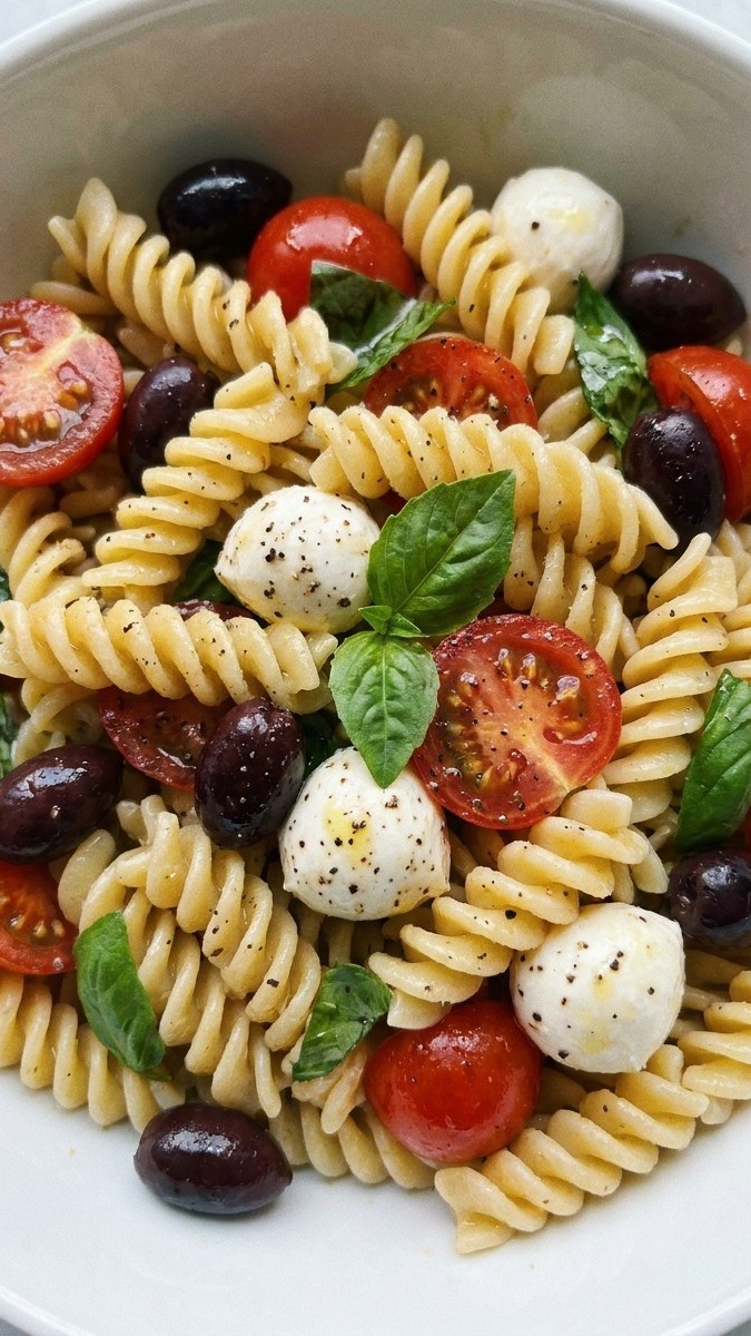 Italian Pasta Salad with Mozzarella and Olives