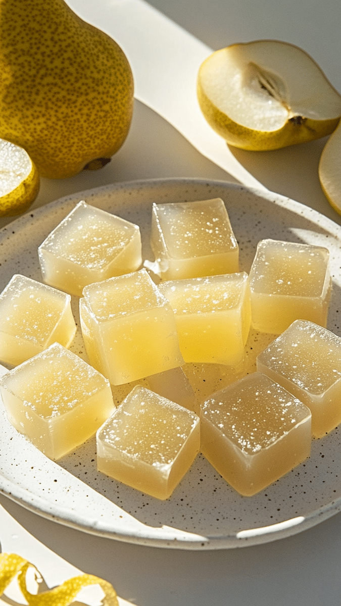 Close up of Pear Ginger Jello texture