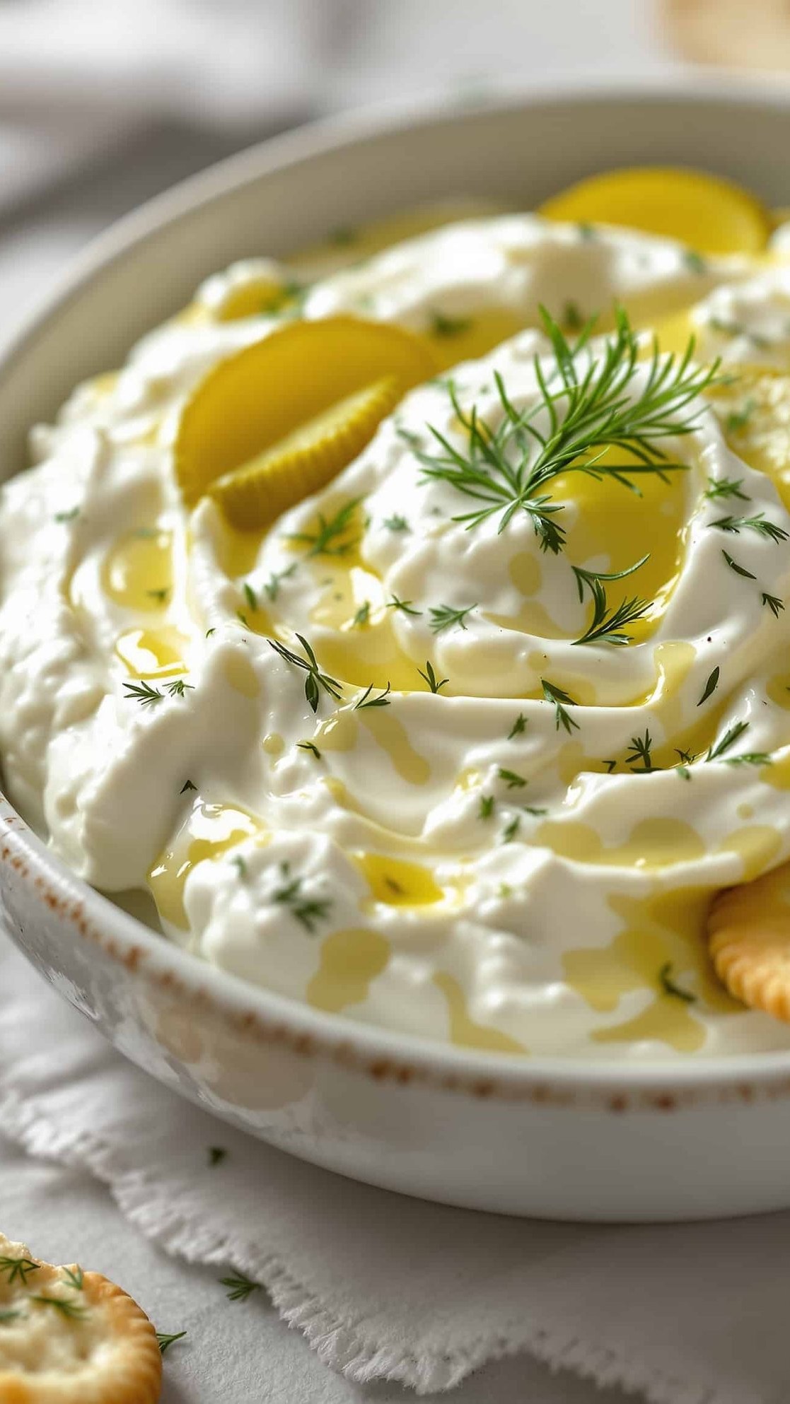 Close up of pickle dip texture