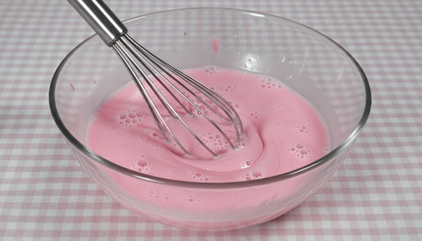 pink gelatin recipe cooking ingredients close-up
