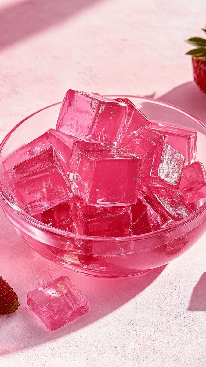 Close up of pink gelatin texture