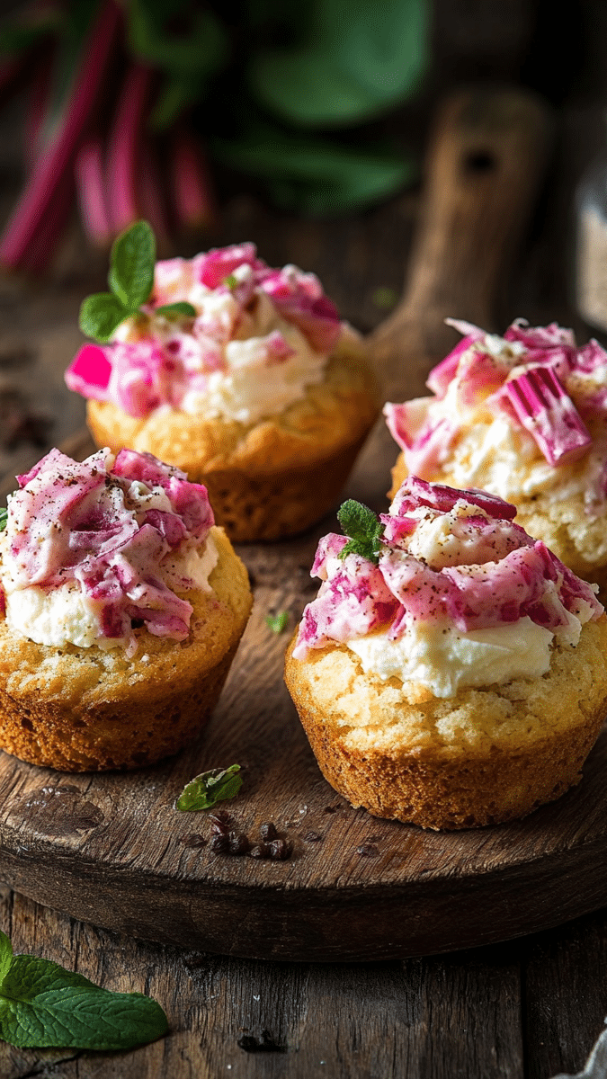 Close up of Rhubarb Cream Cheese Stuffed Muffin