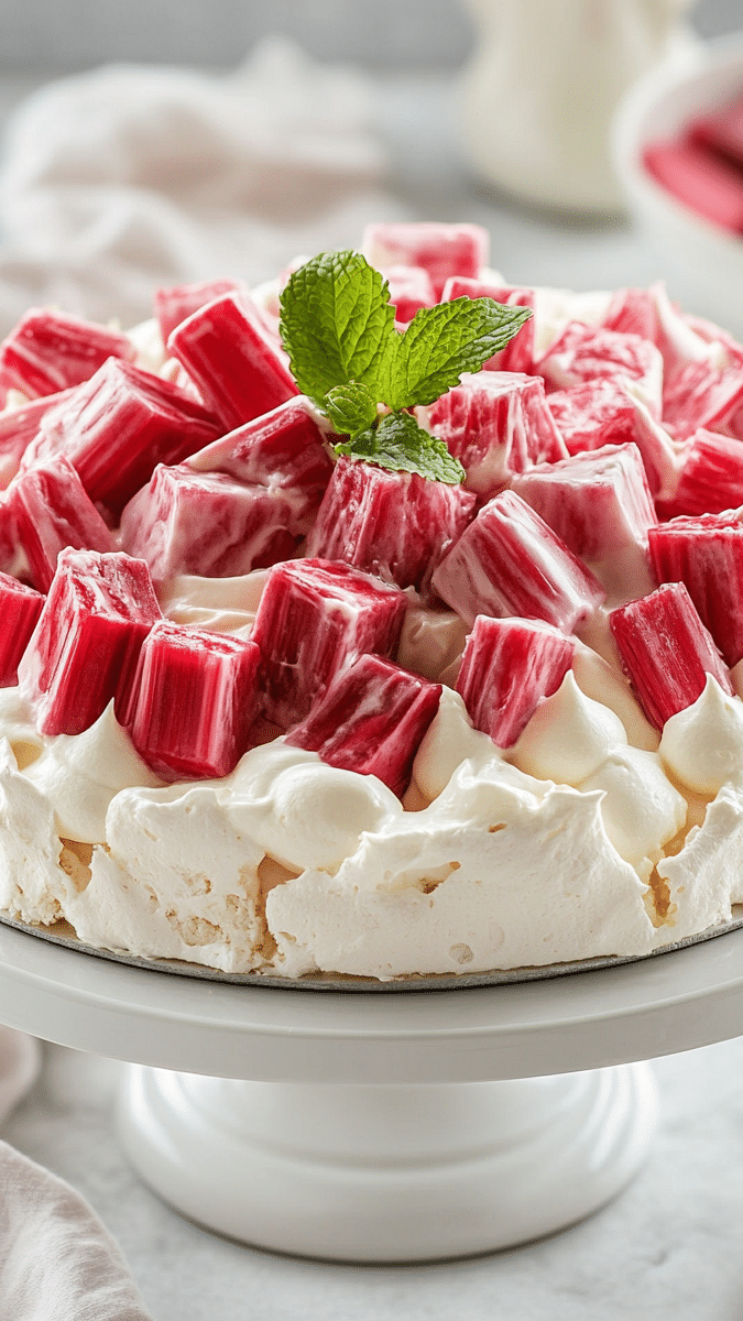 Rhubarb Custard Pavlova