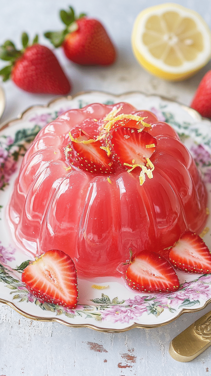 Close-up of Rhubarb Strawberry Jello texture
