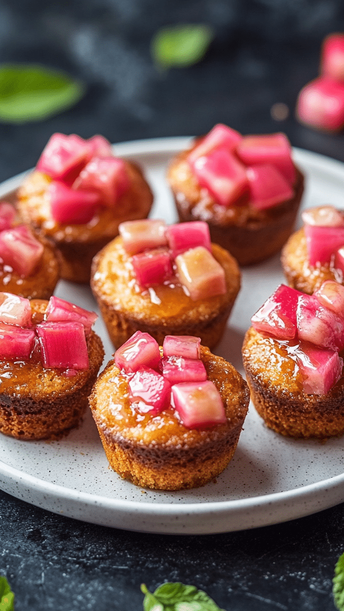 Close up of a Rhubarb Upside Down Muffin