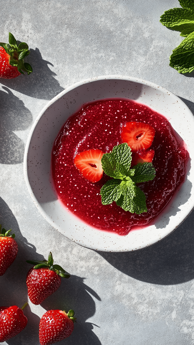 Close up of strawberry chia jam texture