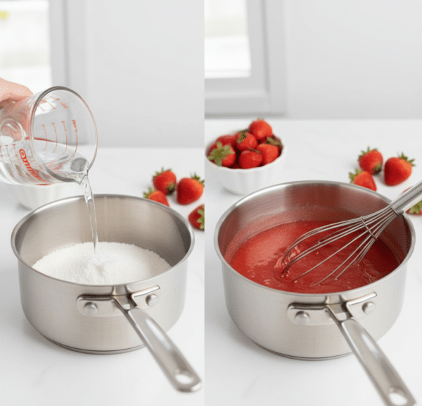 strawberry pie recipe with gelatin cooking ingredients close-up