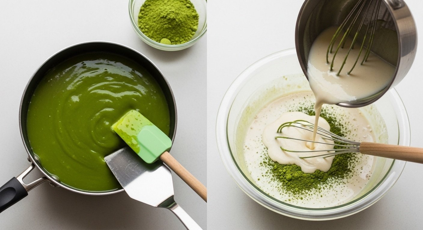 jello matcha coco cooking frequently close-up