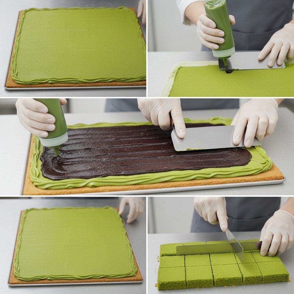 rich operation chocolate prepared with luxurious matcha cooking ingredients close-up