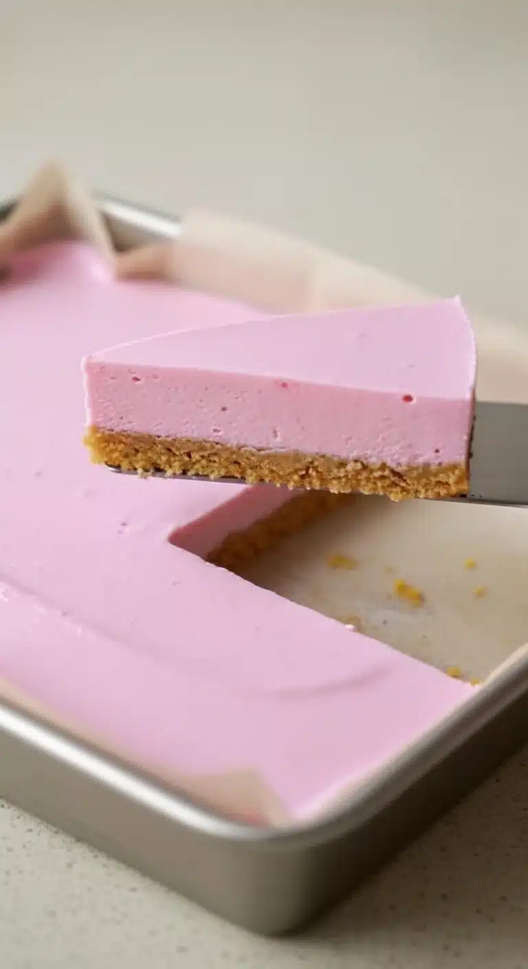 4-ingredient pink berry cool whip cheesecake bars featured image