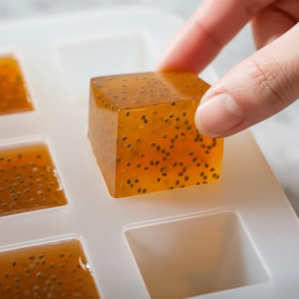 pineapple turmeric chia gelatin bites cooking ingredients close-up