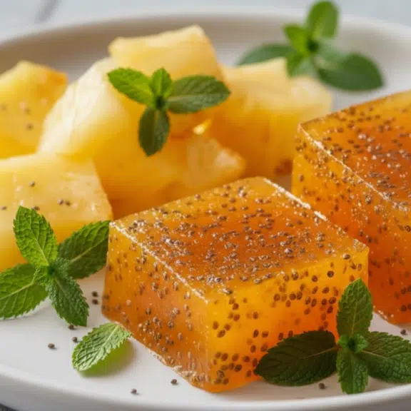 pineapple turmeric chia gelatin bites featured image