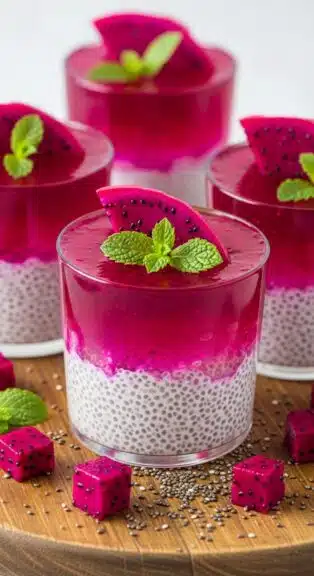 pink dragon fruit chia gelatin cups featured image