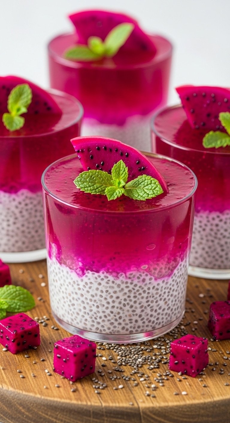 pink dragon fruit chia gelatin cups featured image