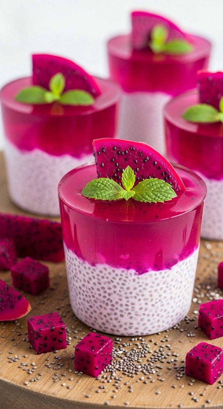 pink dragon fruit chia gelatin cups serving frequently overview