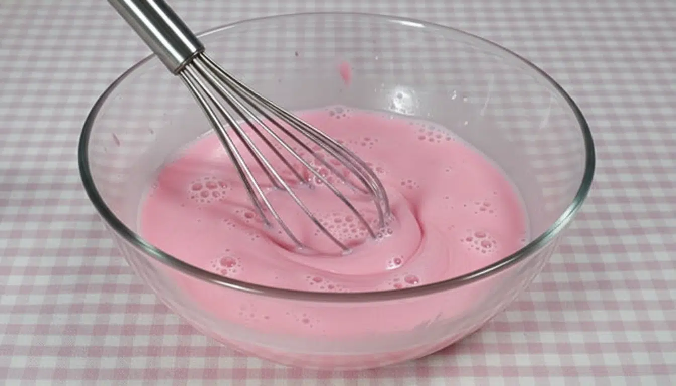 pink gelatin recipe cooking ingredients close-up