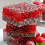 raspberry chia seed jello squares featured image