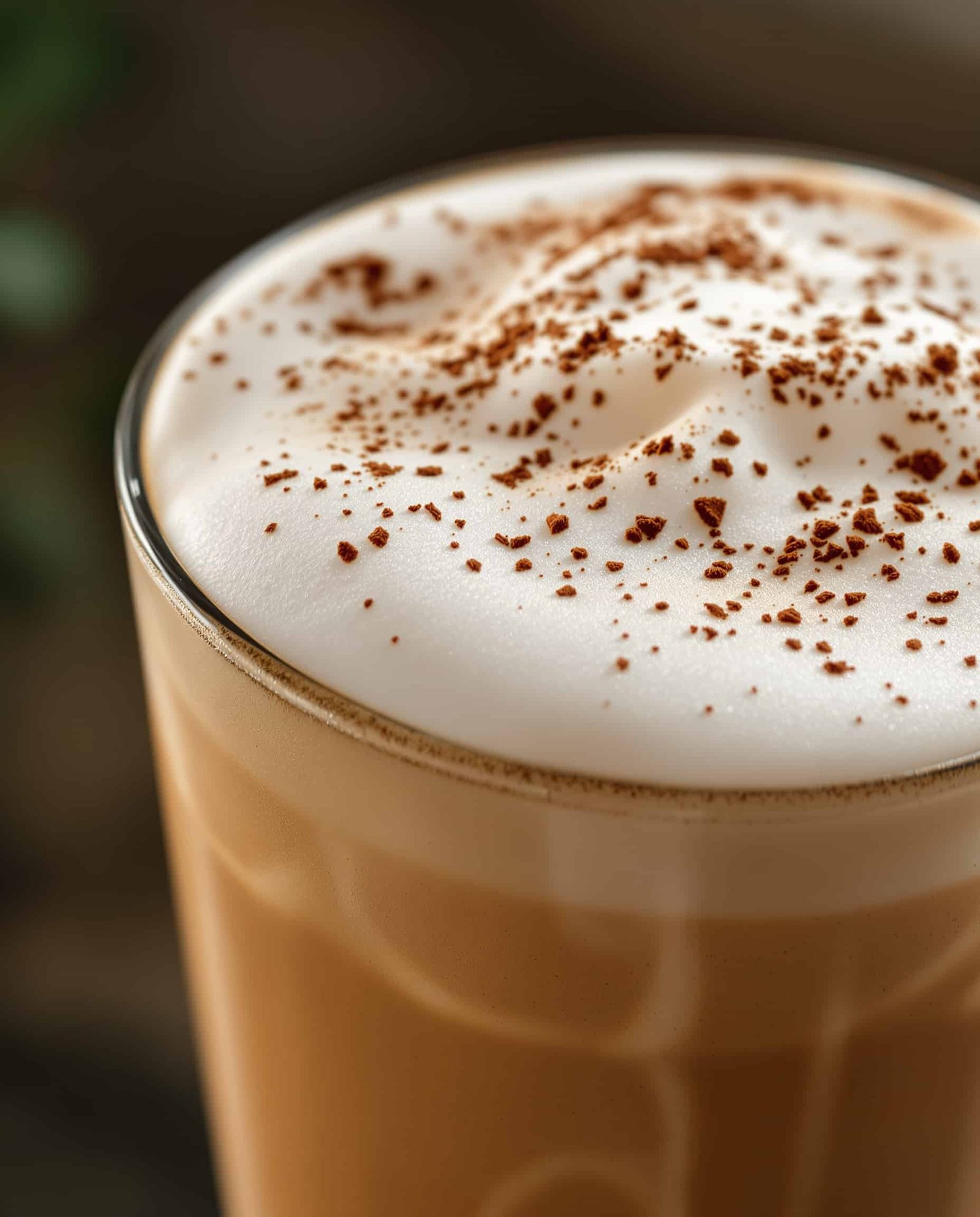Close-up of creamy white cold foam recipe on iced coffee
