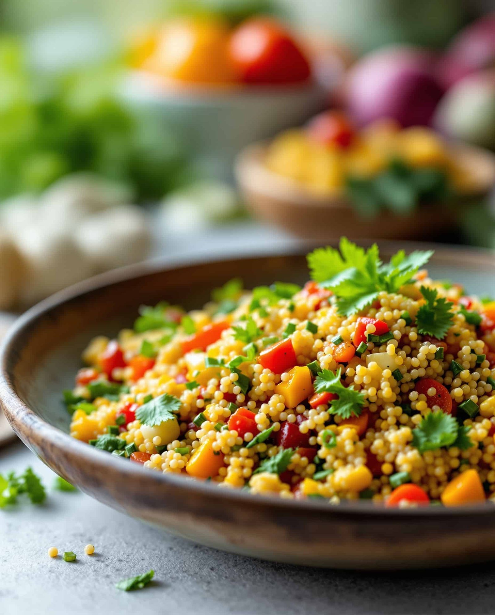 Close-up of multicolore quinoa salad, Dr. Gundry Plant Paradox compliant.
