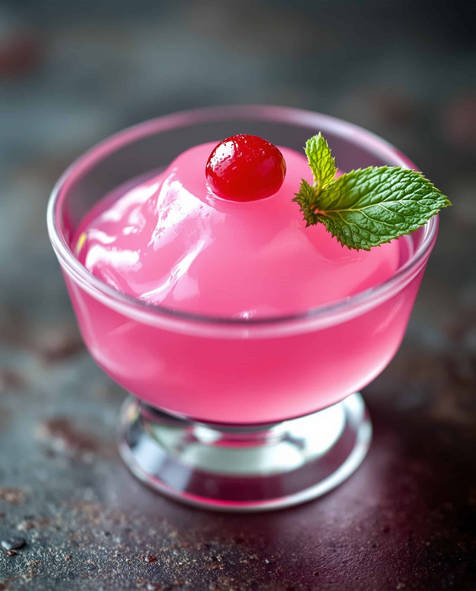 Close-up of Dr. Oz Pink Gelatin Trick recipe with mint.