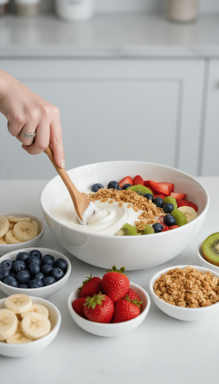 light espresso breakfast protein bowl cooking ingredients close-up