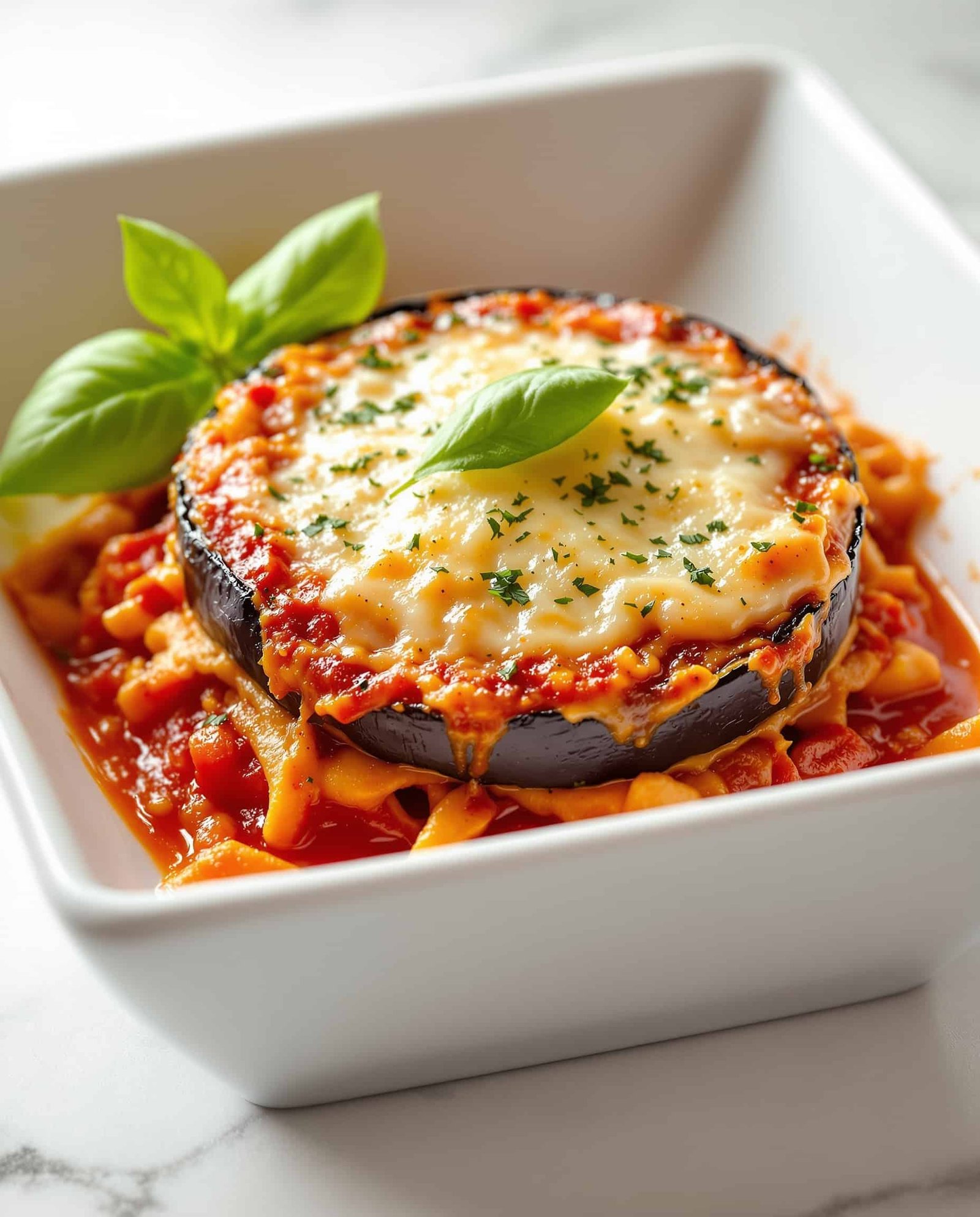 lighter crispier eggplant parmesan recipe hero