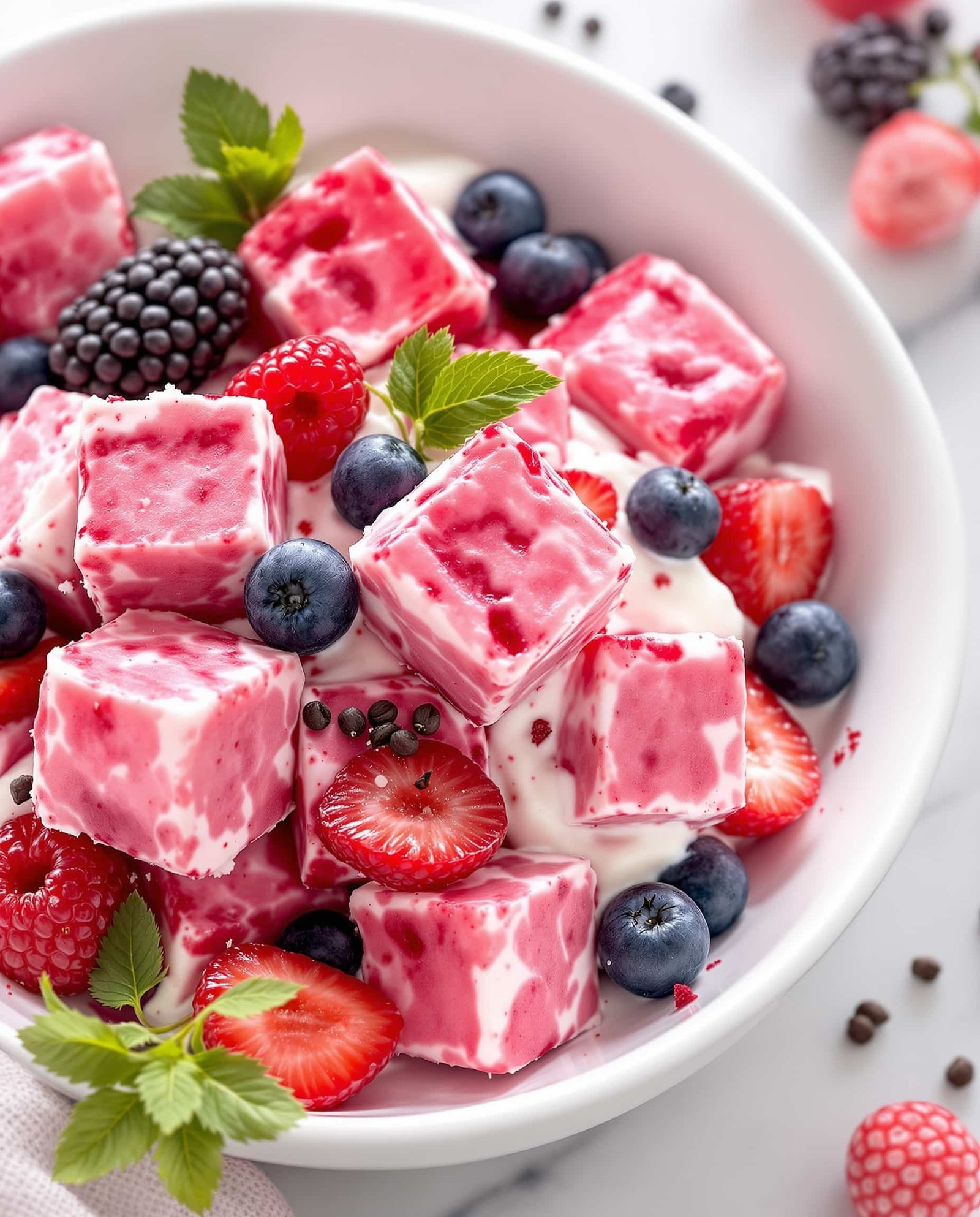 Close-up of rouge-rose Lipojaro Jello cubes for weight loss.