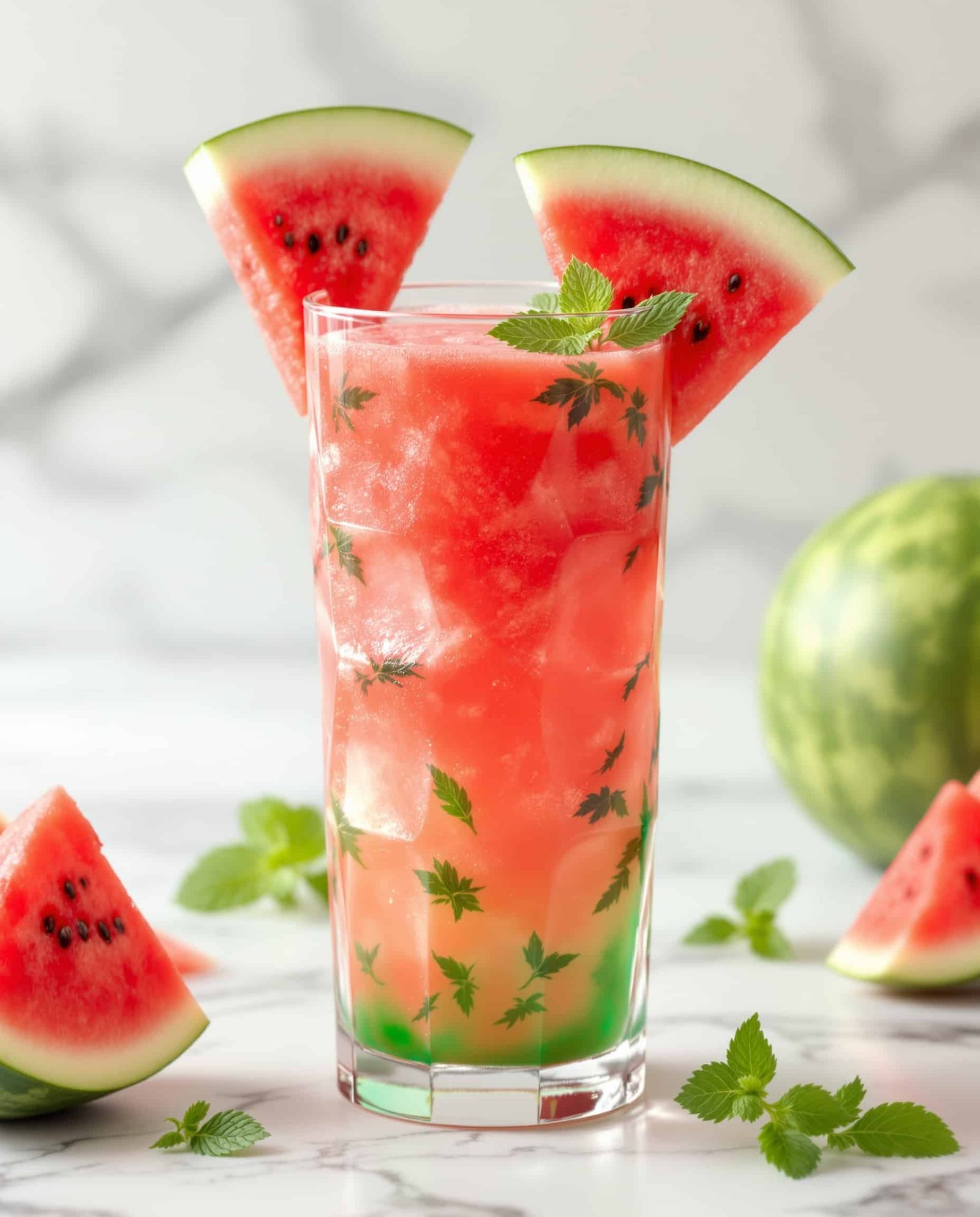 Close-up of vibrant rouge-vert watermelon anti-inflammatory juice.