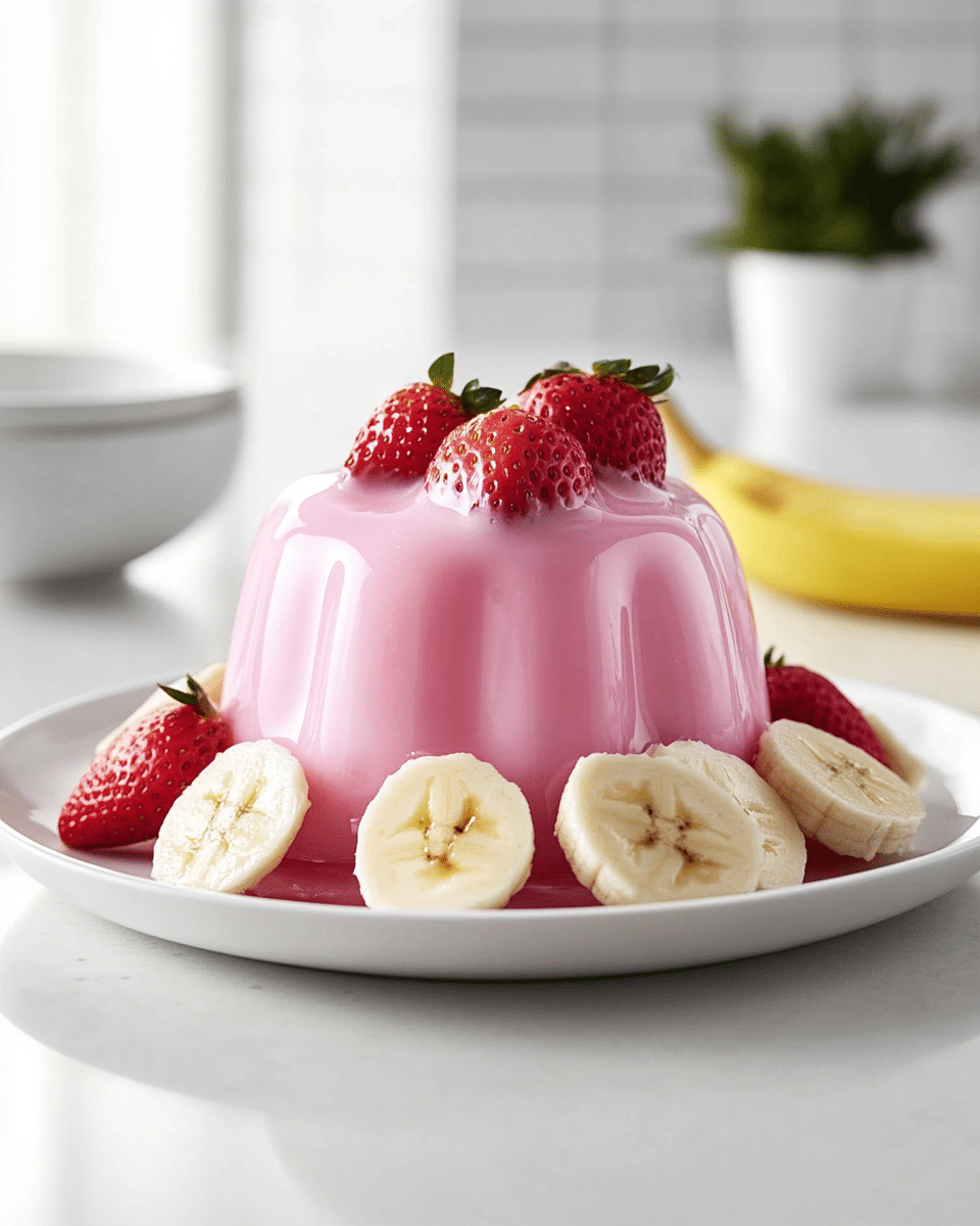 Close up of strawberry banana gelatin