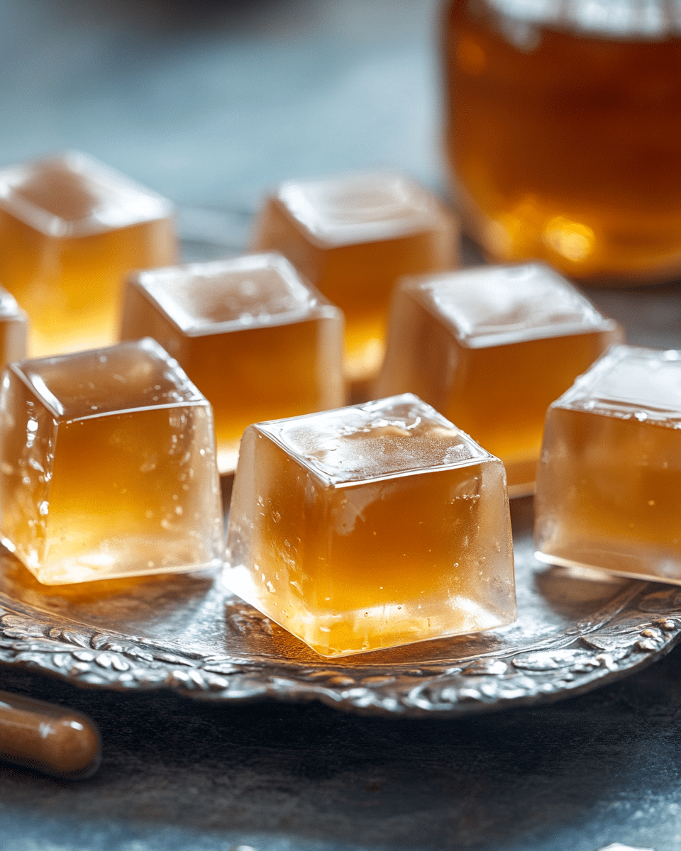 Close-up of apple cider gelatin texture