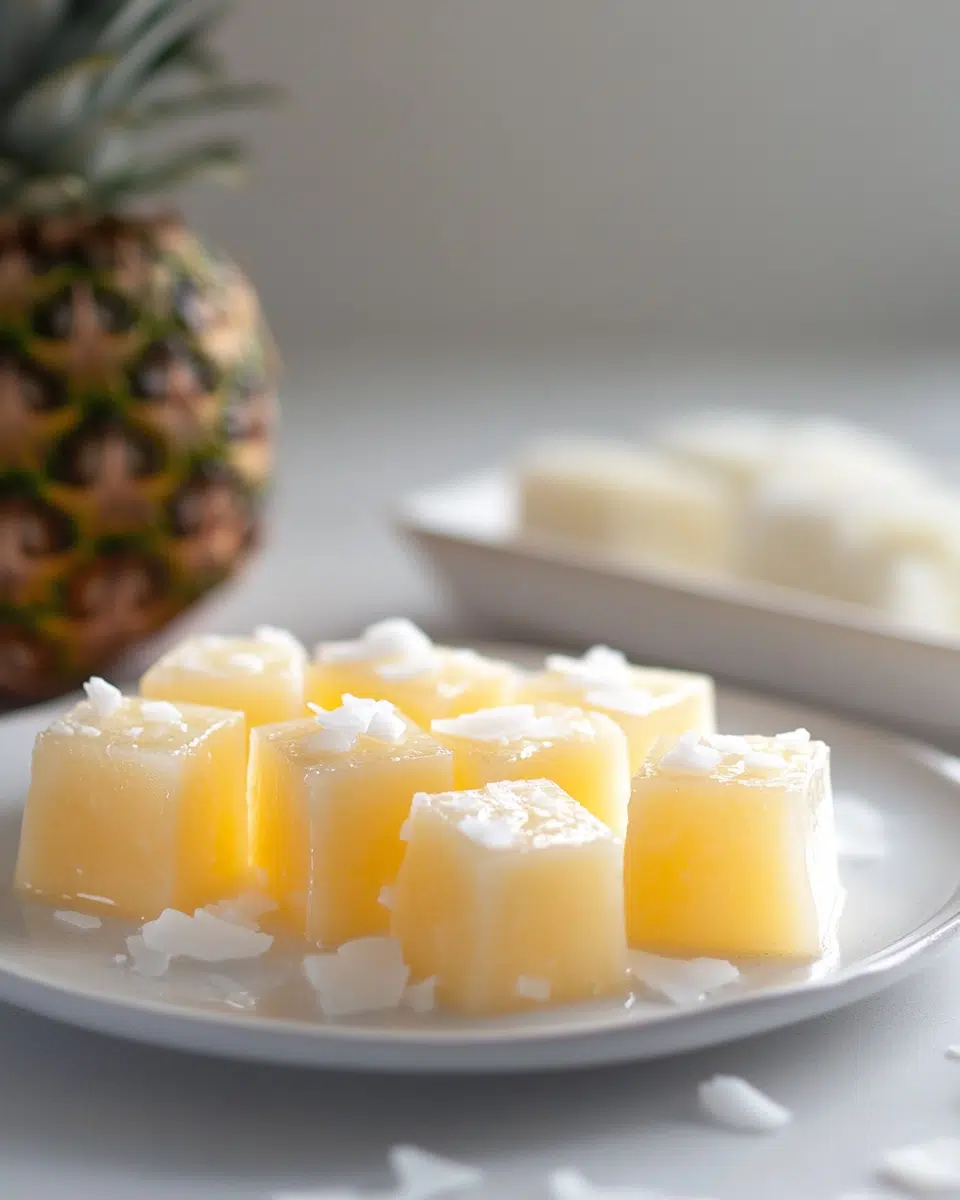 Close-up of pineapple coconut gelatin texture
