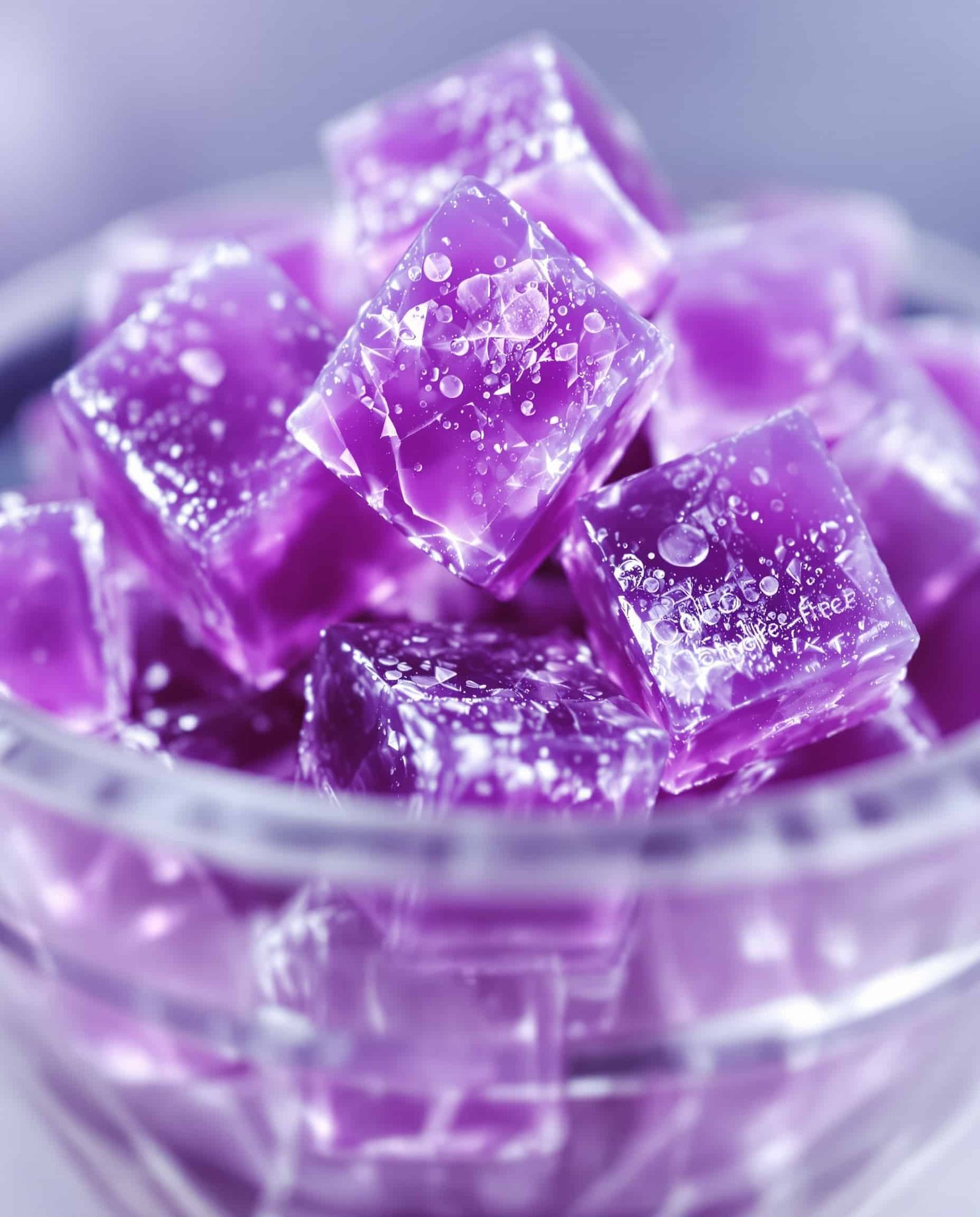 Close-up of deep purple bariatric snack gelatin.