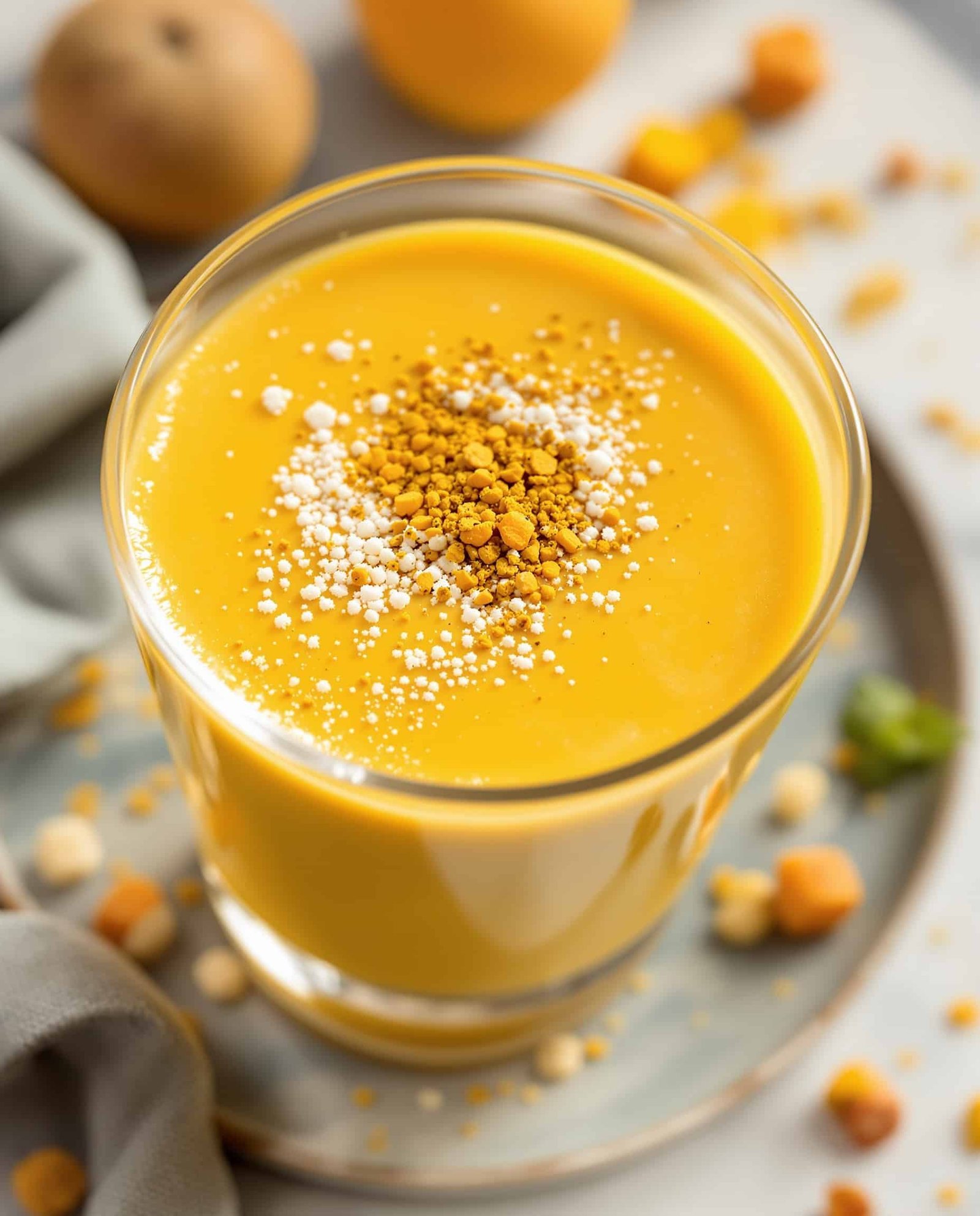 Collagen Mango Smoothie Bee Pollen - close-up