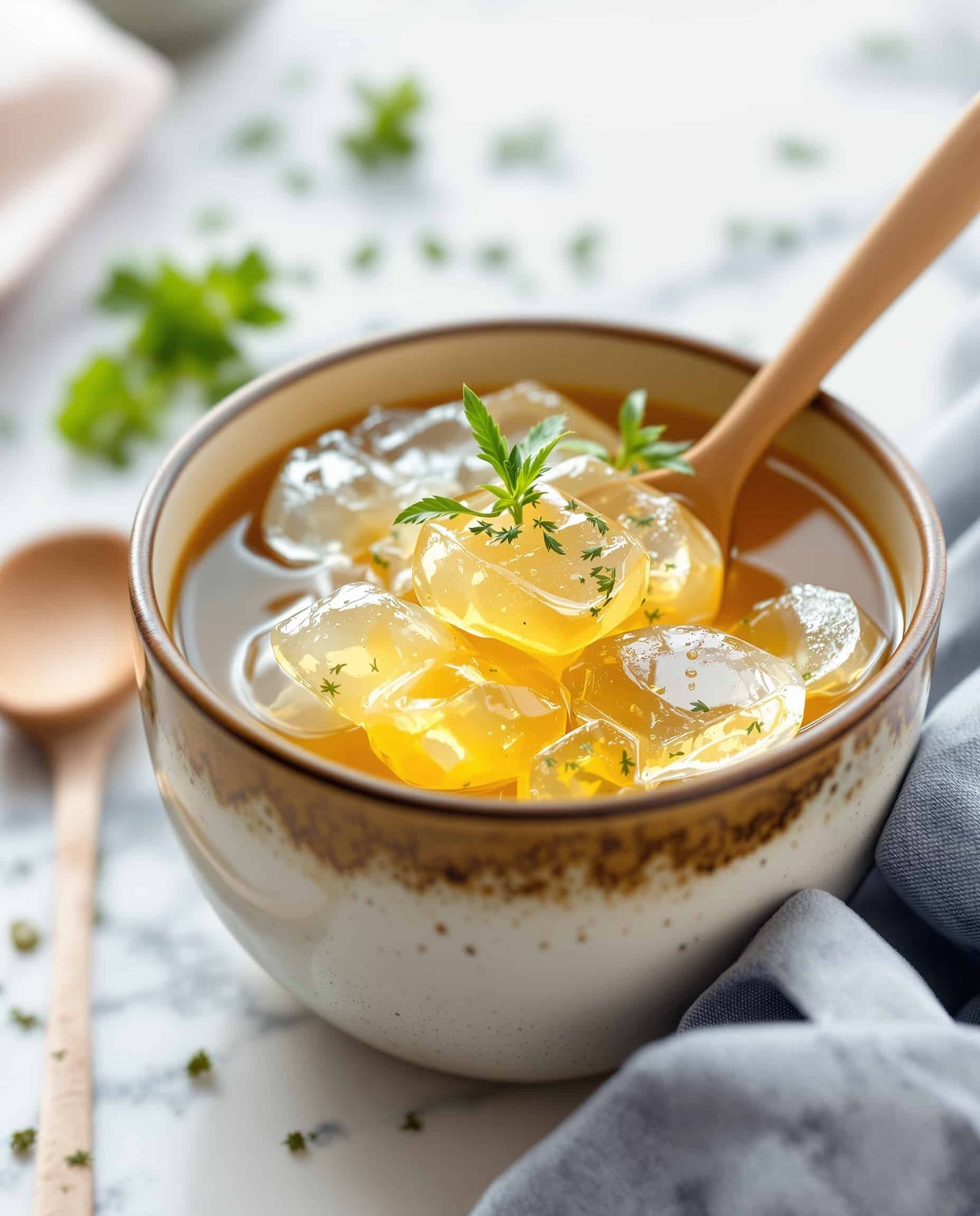 Close-up of doré-ambre Dr. Gundry approved gelatin