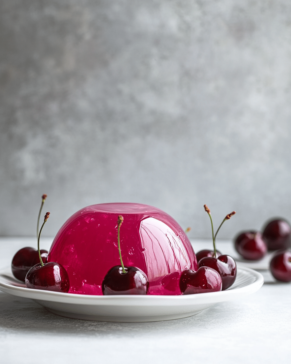 Close-up of cherry gelatin texture